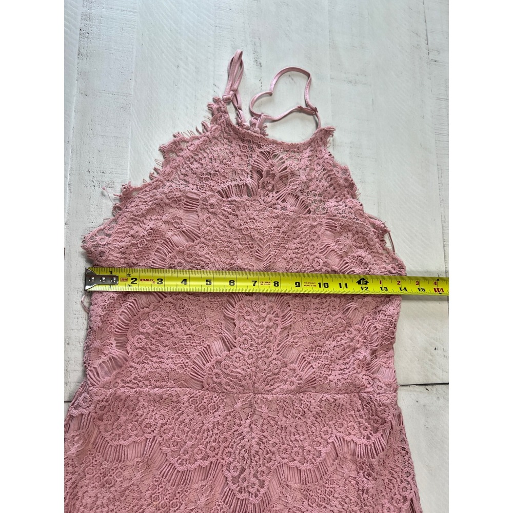 Free People Intimately Adella Mini Dress Pink Crochet Lace Halter Boho Small - Picture 3 of 6